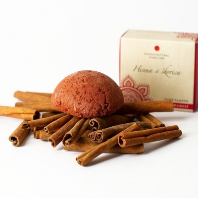 HENNA & SKOŘICE 60g - tuhý šampon pro normální a jemné vlasy